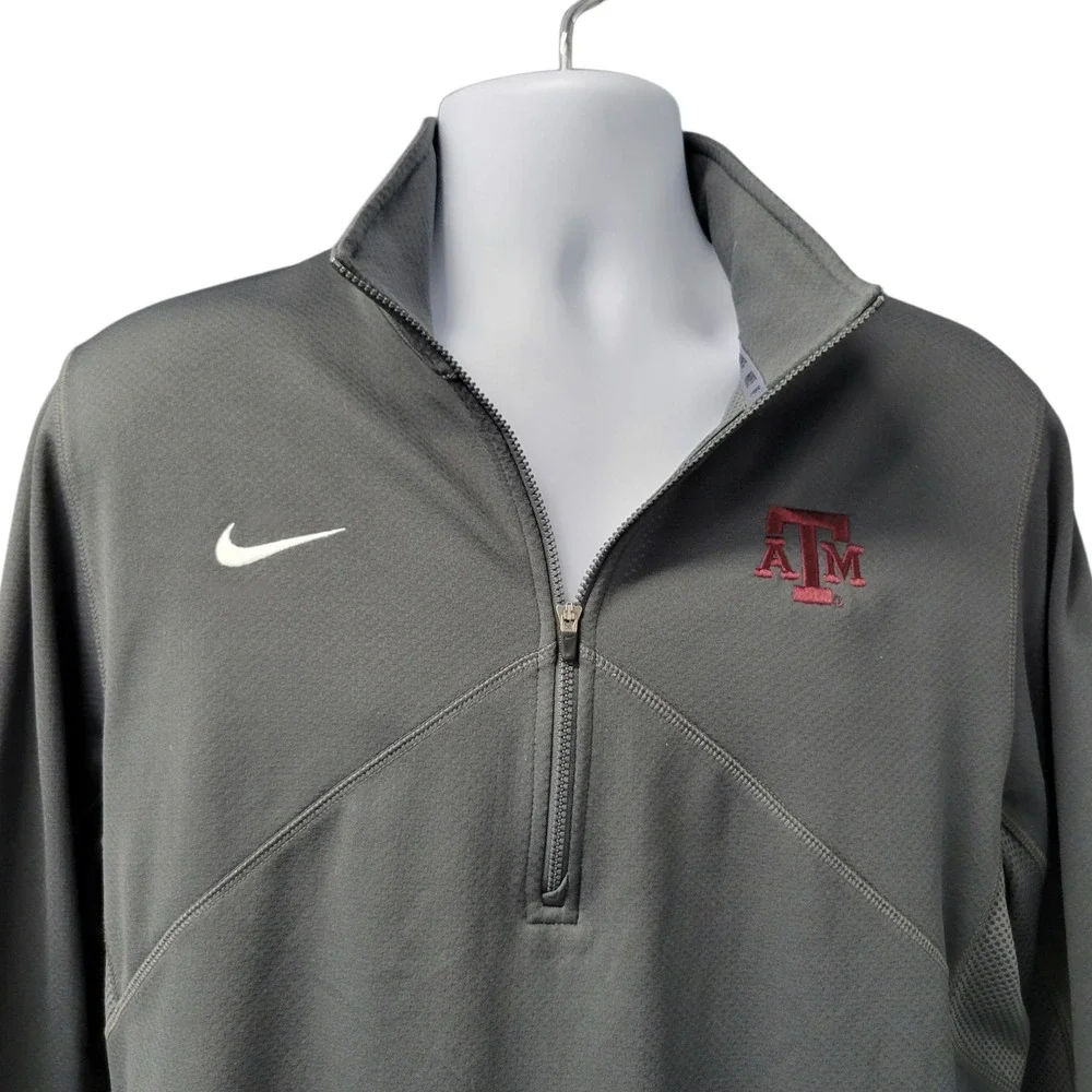 Nike Dri-FIT Texas A&M Aggies Quarter Zip Pullover Sweatshirt ‎ Large Gray E413